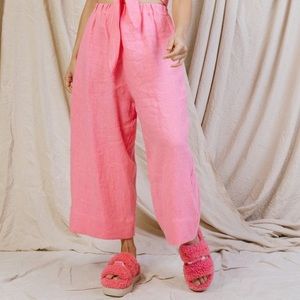 Nettle Studios Easy Pants & Matching Top in bubblegum linen, size small